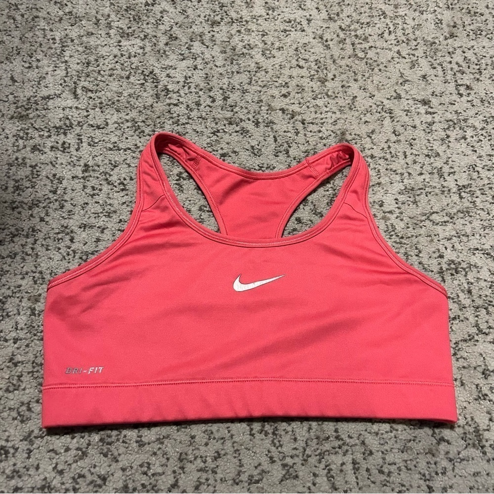 Nike Dri-Fit Pink & White Athletic Sports Bra Size Large